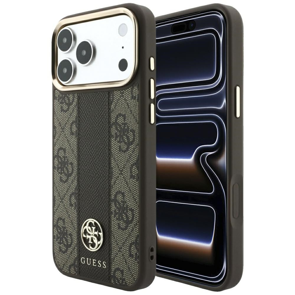 Guess 4G with Stripe Round and Classic Logos MagSafe Case for iPhone 17 Pro Max / 18 Pro Max - Brown_0