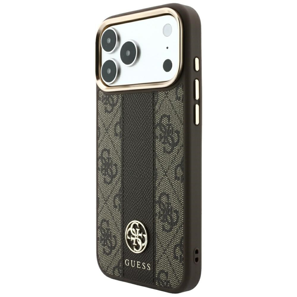 Guess 4G with Stripe Round and Classic Logos MagSafe Case for iPhone 17 Pro Max / 18 Pro Max - Brown_1