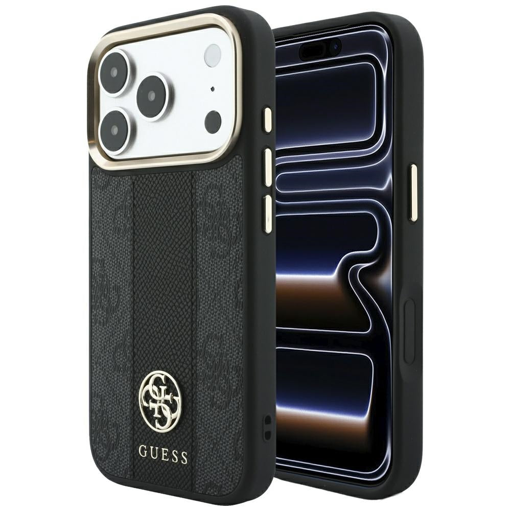 Guess 4G with Stripe Round and Classic Logos MagSafe Case for iPhone 17 Pro Max / 18 Pro Max - Black_0