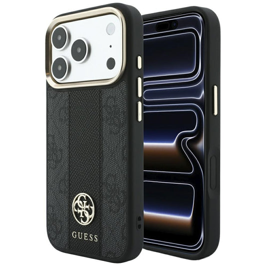Guess 4G with Stripe Round and Classic Logos MagSafe Case for iPhone 17 Pro Max / 18 Pro Max - Black_0