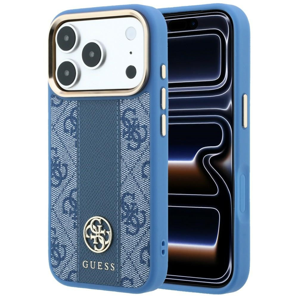 Guess 4G with Stripe Round and Classic Logos MagSafe Case for iPhone 17 Pro Max / 18 Pro Max - Blue_0
