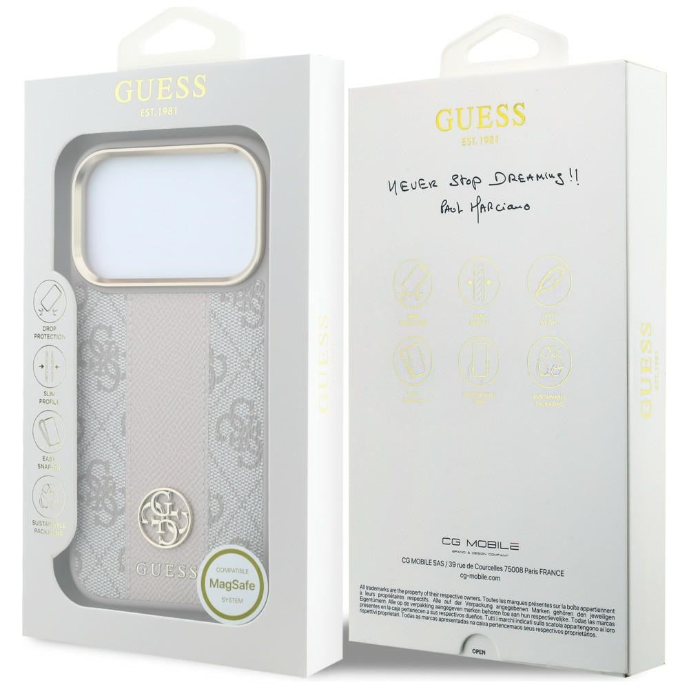 Guess 4G with Stripe Round and Classic Logos MagSafe Case for iPhone 17 Pro Max / 18 Pro Max - Pink_7