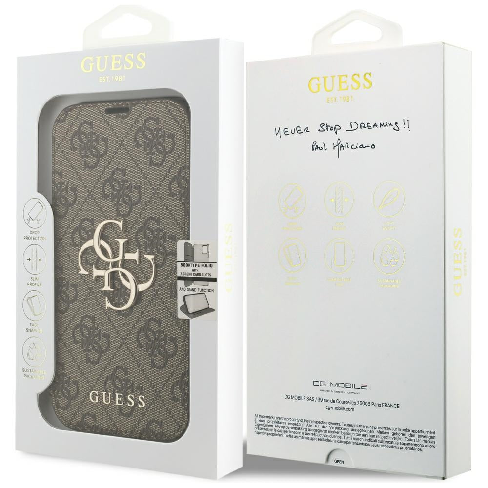 Guess Book 4G Metal Logo Case for iPhone 18 Pro / 17 Pro - Brown_6