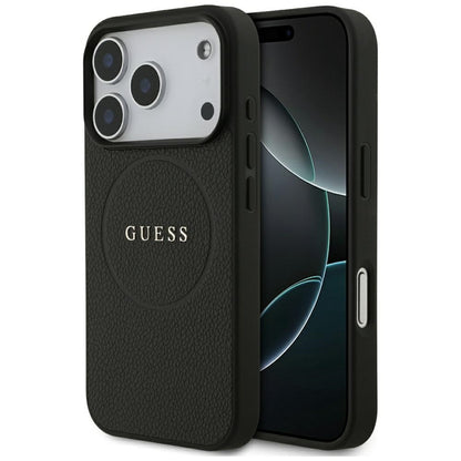 Guess Grained Gold Ring MagSafe Case for iPhone 18 Pro / 17 Pro - Black_0