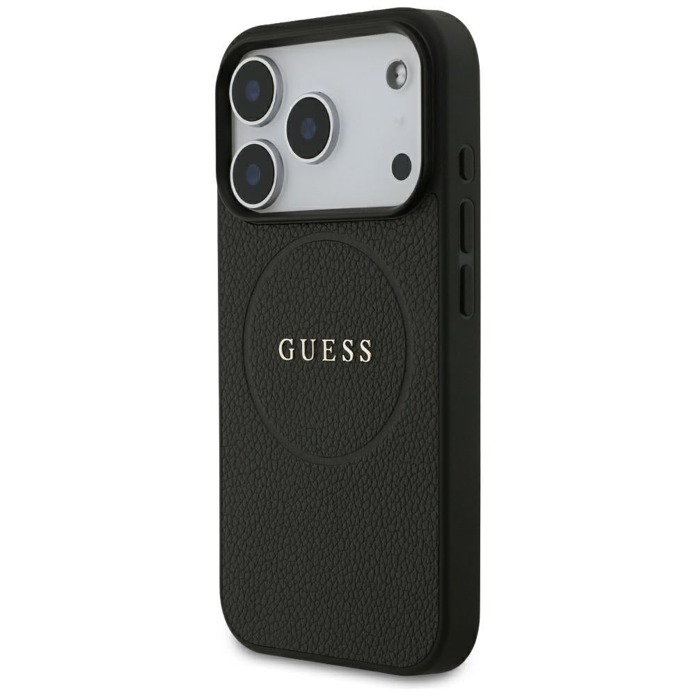 Guess Grained Gold Ring MagSafe Case for iPhone 18 Pro / 17 Pro - Black_1