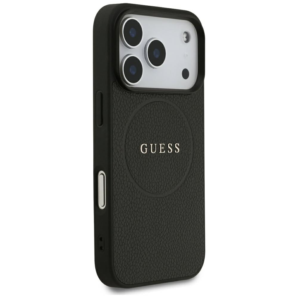 Guess Grained Gold Ring MagSafe Case for iPhone 18 Pro / 17 Pro - Black_3