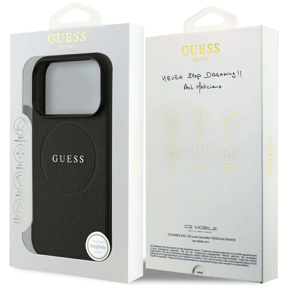 Guess Grained Gold Ring MagSafe Case for iPhone 18 Pro / 17 Pro - Black_7
