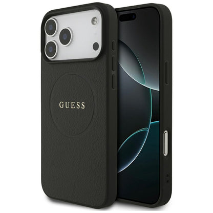 Guess Grained Gold Ring MagSafe Case for iPhone 18 Pro Max / 17 Pro Max - Black_0
