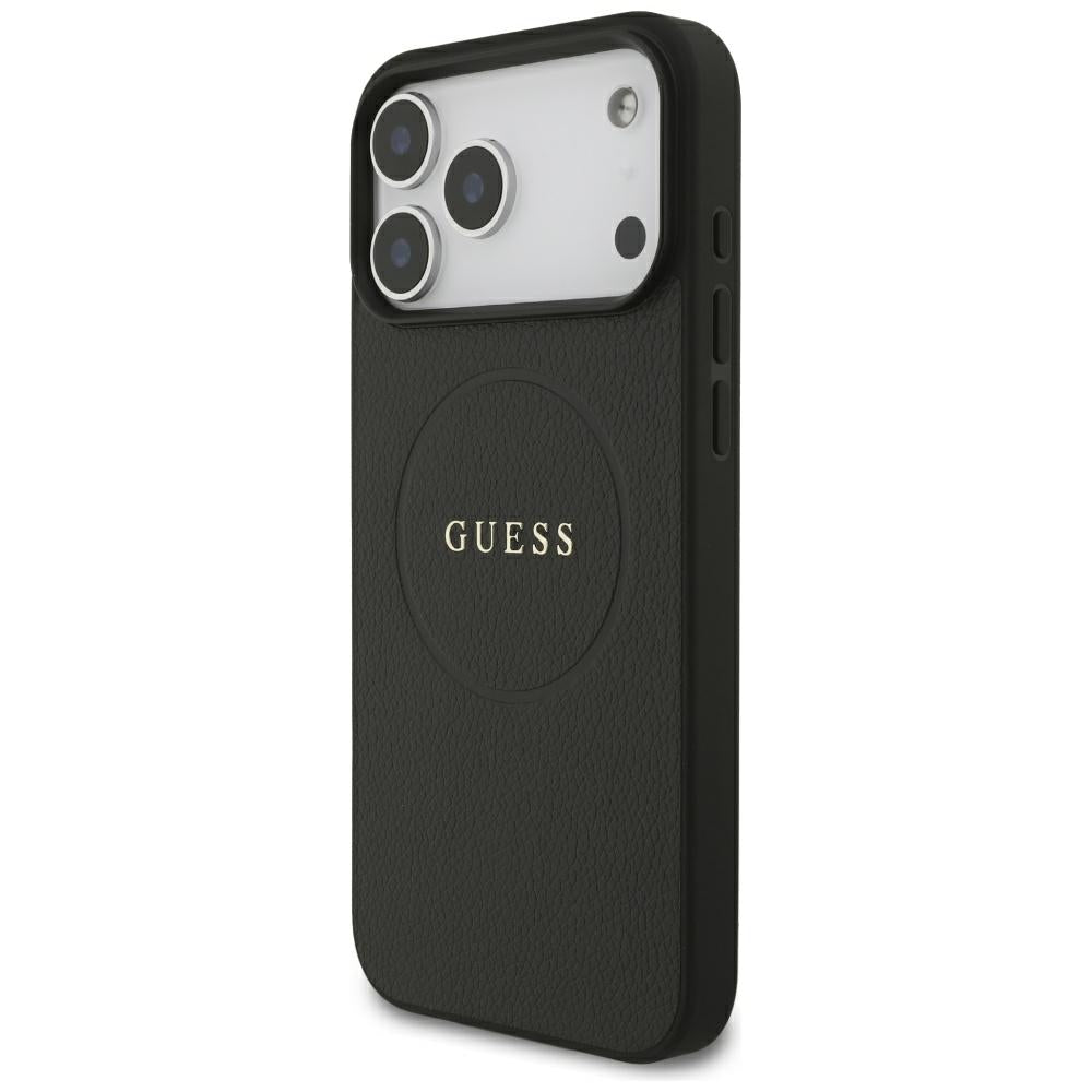 Guess Grained Gold Ring MagSafe Case for iPhone 18 Pro Max / 17 Pro Max - Black_1