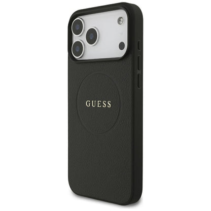 Guess Grained Gold Ring MagSafe Case for iPhone 18 Pro Max / 17 Pro Max - Black_1