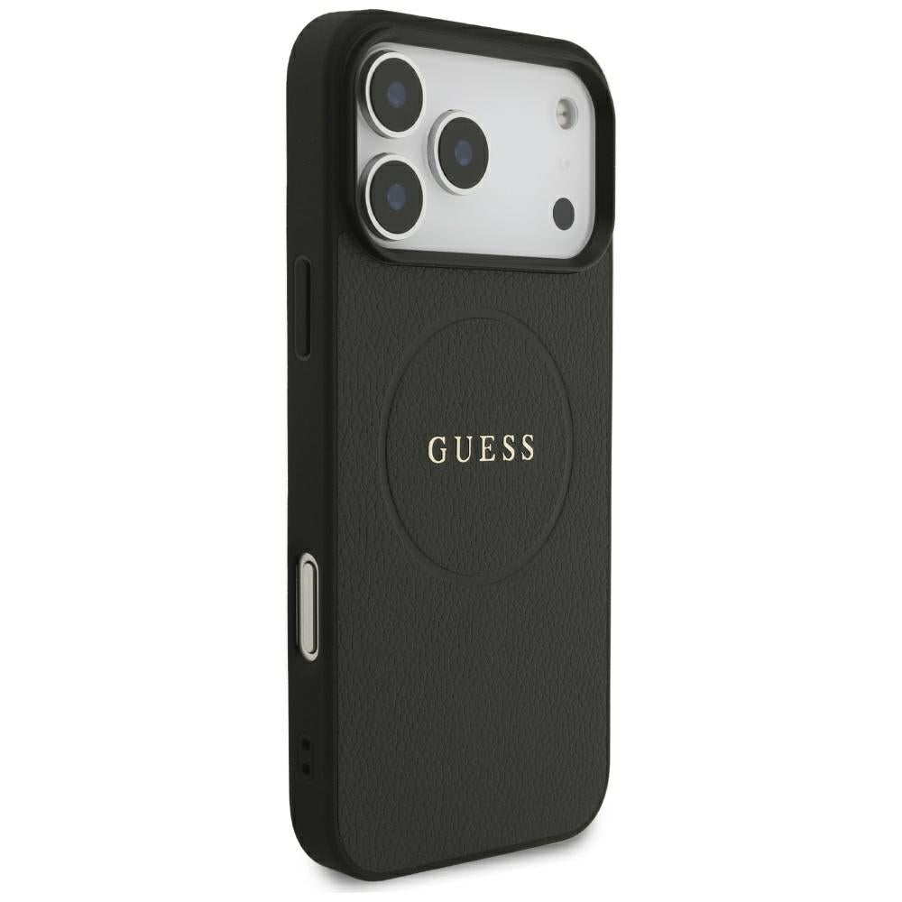 Guess Grained Gold Ring MagSafe Case for iPhone 18 Pro Max / 17 Pro Max - Black_3