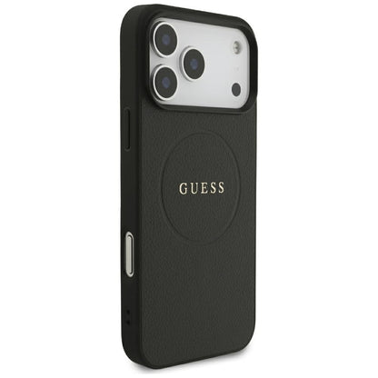 Guess Grained Gold Ring MagSafe Case for iPhone 18 Pro Max / 17 Pro Max - Black_3