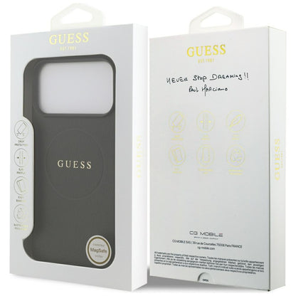 Guess Grained Gold Ring MagSafe Case for iPhone 18 Pro Max / 17 Pro Max - Black_7