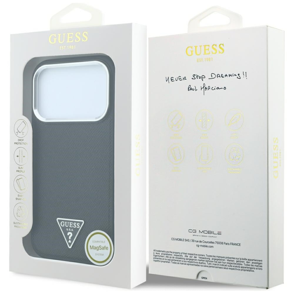 Guess Grained Triangle Logo MagSafe Case for iPhone 17 Pro / 18 Pro - Black_7