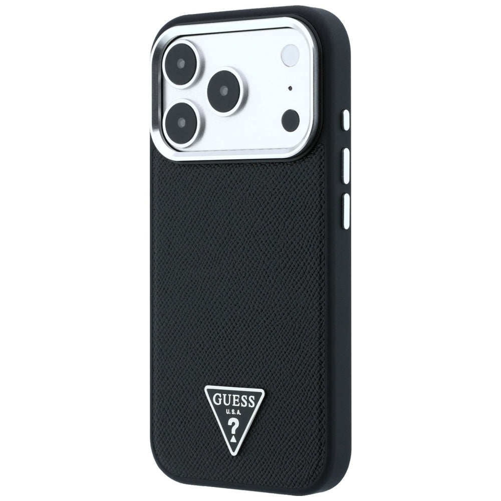 Guess Grained Triangle Logo MagSafe Case for iPhone 17 Pro Max / 18 Pro Max - Black_1