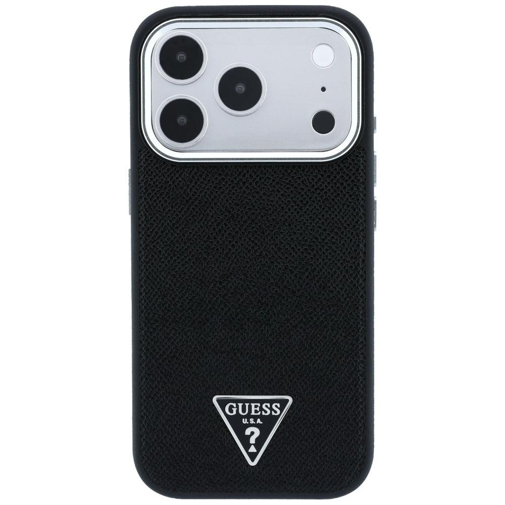 Guess Grained Triangle Logo MagSafe Case for iPhone 17 Pro Max / 18 Pro Max - Black_2