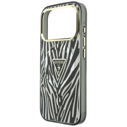 Guess IML Zebra Glitter Triangle Logo MagSafe Case for iPhone 18 Pro / 17 Pro - Silver_5