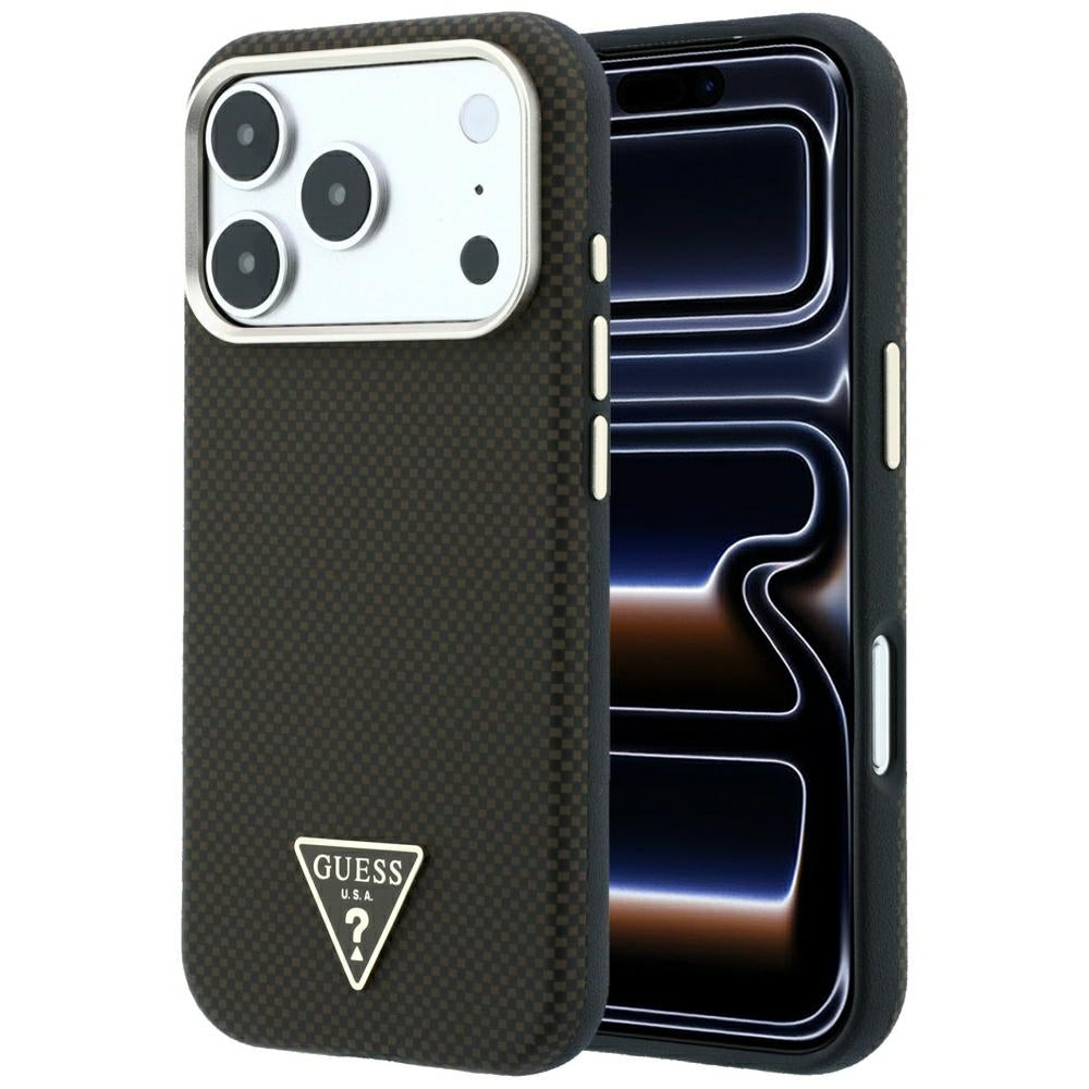 Guess Kevlar Triangle Logo MagSafe Case for iPhone 17 Pro / 18 Pro - Brown_0