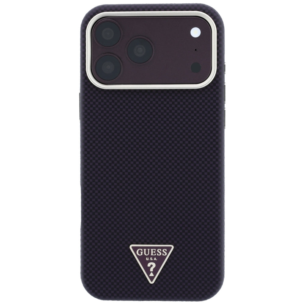 Guess Kevlar Triangle Logo MagSafe Case for iPhone 17 Pro / 18 Pro - Burgundy_2
