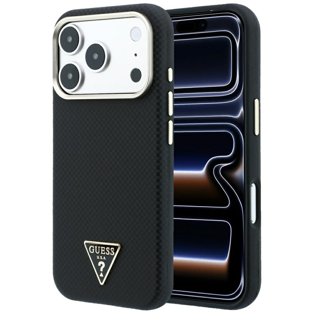 Guess Kevlar Triangle Logo MagSafe Case for iPhone 17 Pro / 18 Pro - Black_0