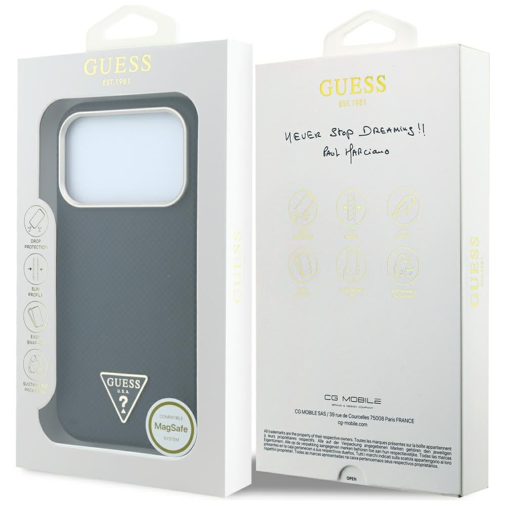Guess Kevlar Triangle Logo MagSafe Case for iPhone 17 Pro / 18 Pro - Black_7