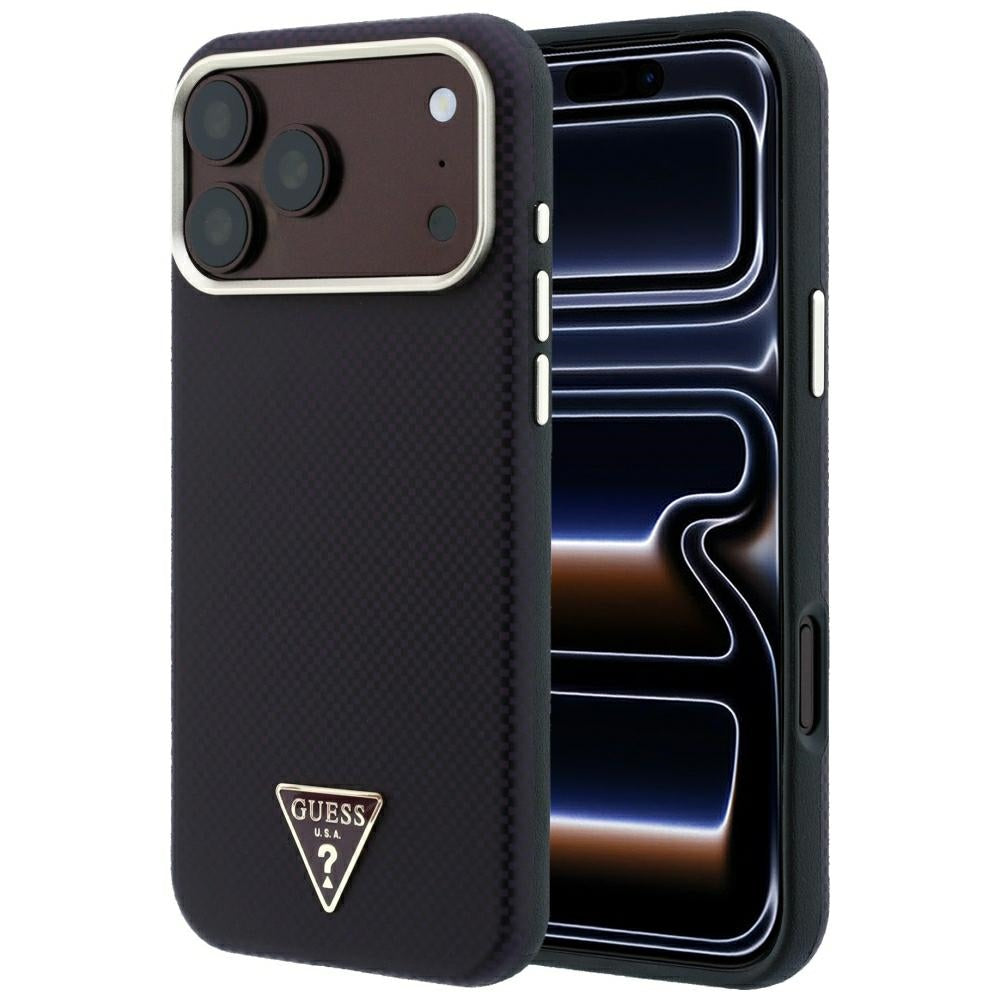 Guess Kevlar Triangle Logo MagSafe Case for iPhone 17 Pro Max / 18 Pro Max - Burgundy_0