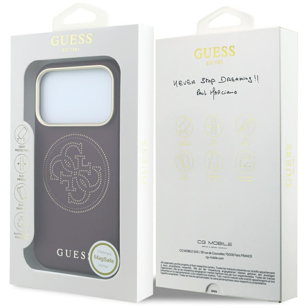 Guess Perforated 4G Gold Logo Magsafe Case for iPhone 18 Pro / 17 Pro - Burgundy_7