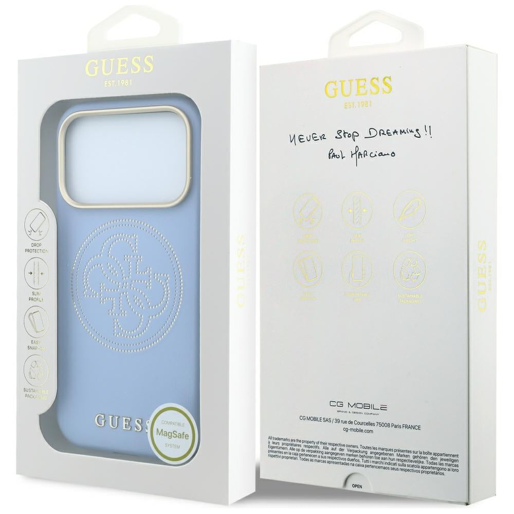Guess Perforated 4G Gold Logo Magsafe Case for iPhone 18 Pro / 17 Pro - Light Blue_7