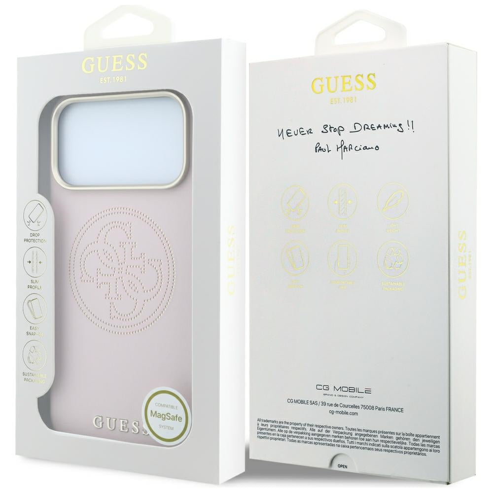 Guess Perforated 4G Gold Logo Magsafe Case for iPhone 17 Pro / 18 Pro - Pink_7