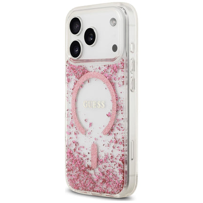 Guess Resin Bottom Glitter MagSafe Case for iPhone 18 Pro / 17 Pro - Pink_1