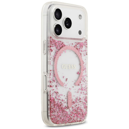 Guess Resin Bottom Glitter MagSafe Case for iPhone 18 Pro / 17 Pro - Pink_3