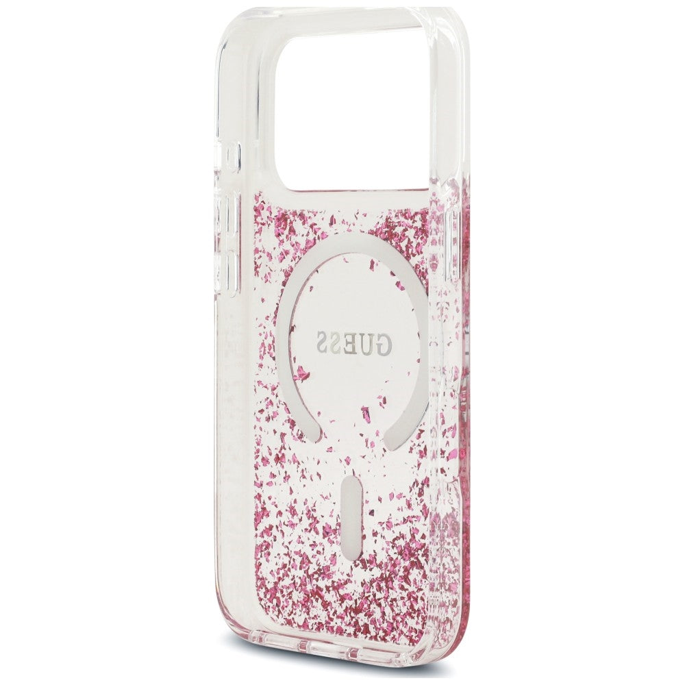 Guess Resin Bottom Glitter MagSafe Case for iPhone 18 Pro / 17 Pro - Pink_6