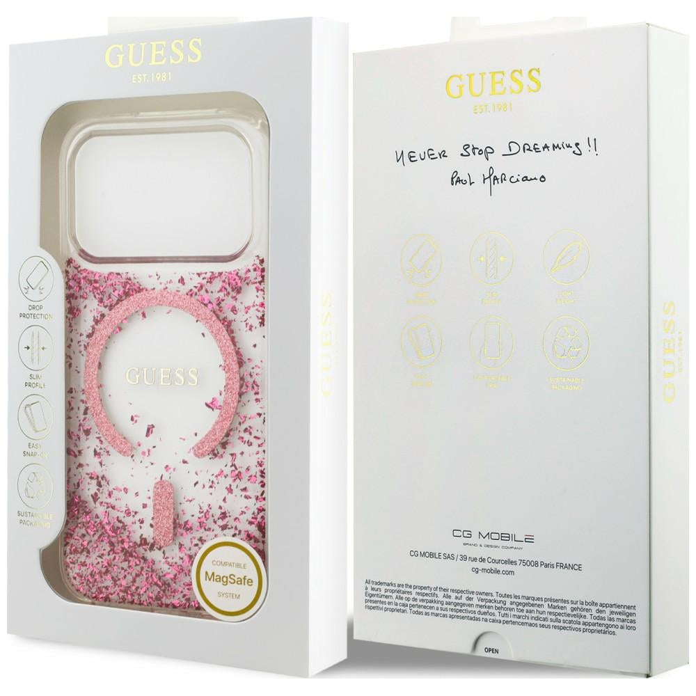 Guess Resin Bottom Glitter MagSafe Case for iPhone 18 Pro / 17 Pro - Pink_7
