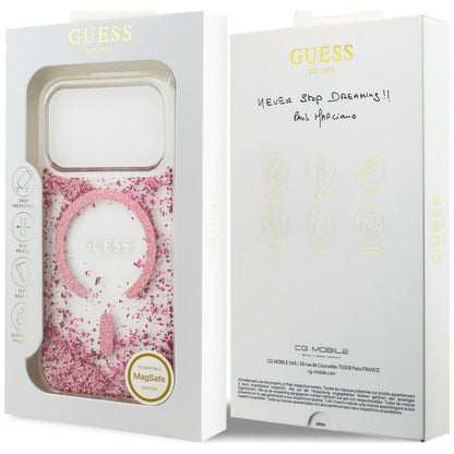 Guess Resin Bottom Glitter MagSafe Case for iPhone 18 Pro / 17 Pro - Pink_7