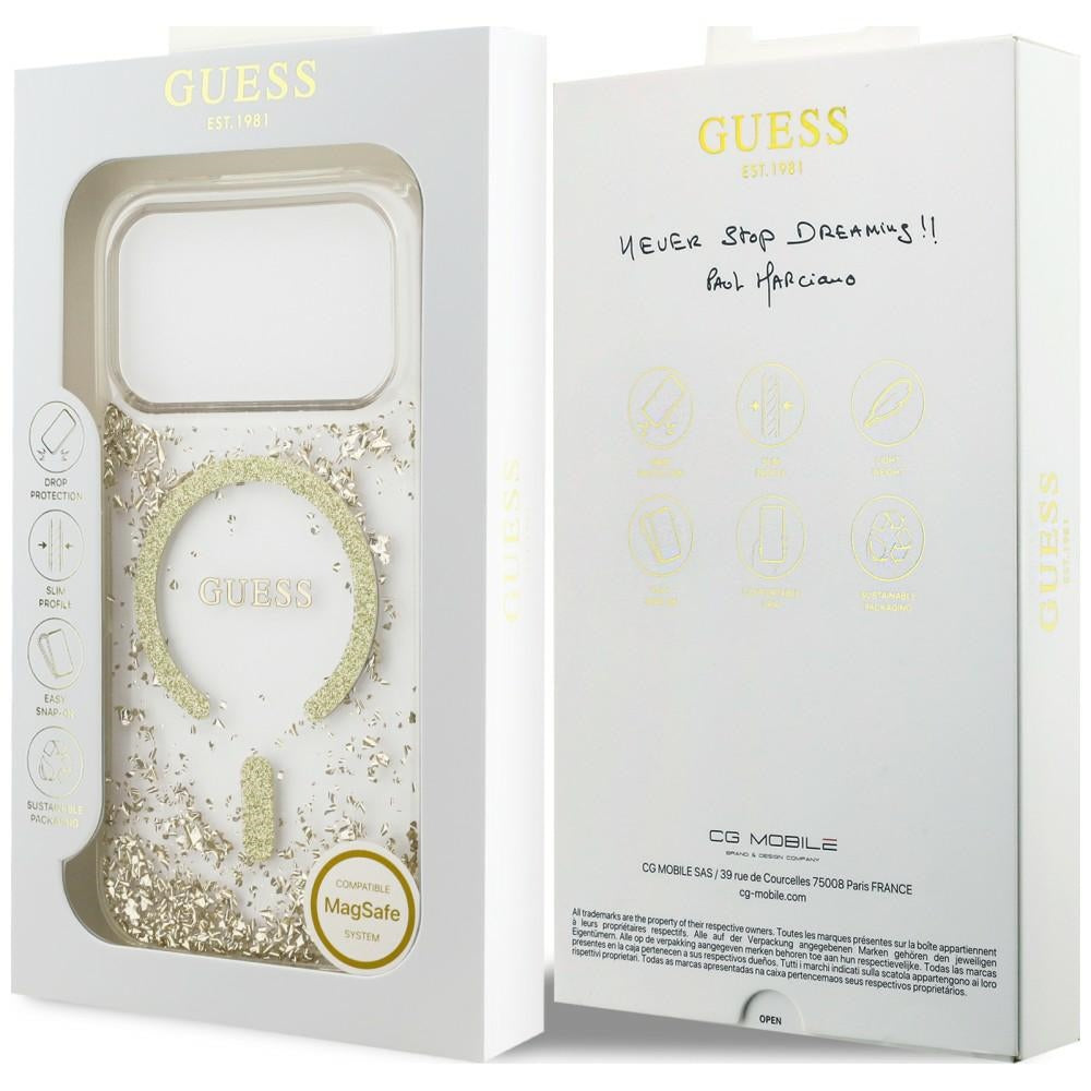 Guess Resin Bottom Glitter MagSafe Case for iPhone 18 Pro / 17 Pro - Gold_7