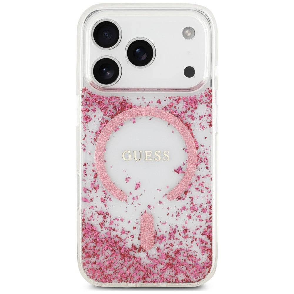 Guess Resin Bottom Glitter MagSafe Case for iPhone 18 Pro Max / 17 Pro Max - Pink_2