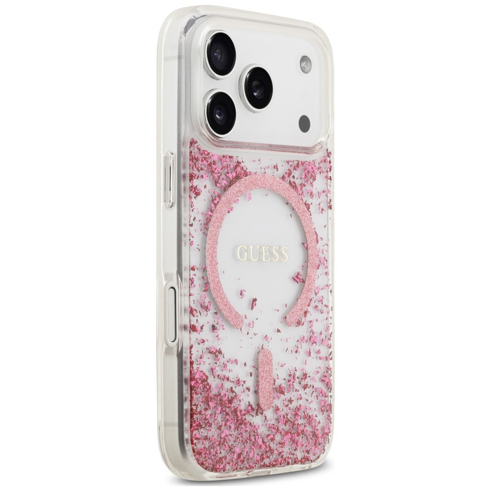 Guess Resin Bottom Glitter MagSafe Case for iPhone 18 Pro Max / 17 Pro Max - Pink_3