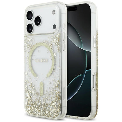 Guess Resin Bottom Glitter MagSafe Case for iPhone 18 Pro Max / 17 Pro Max - Gold_0
