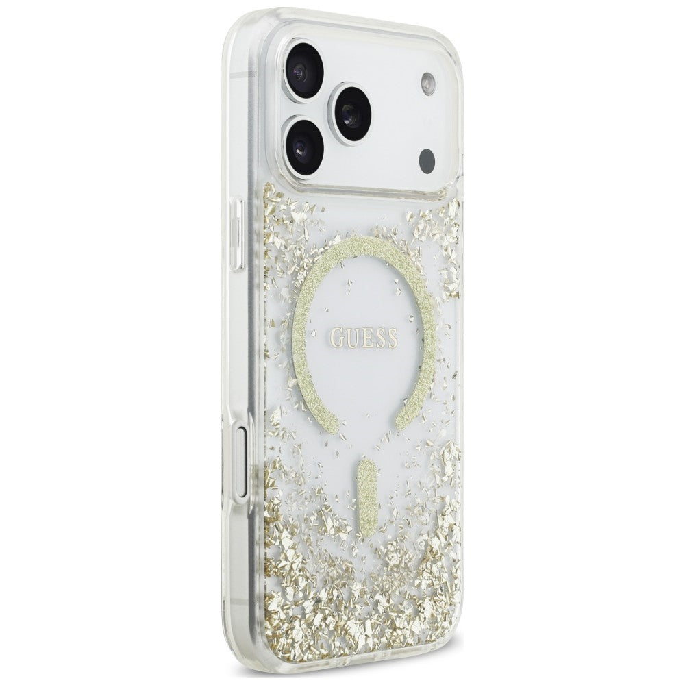 Guess Resin Bottom Glitter MagSafe Case for iPhone 18 Pro Max / 17 Pro Max - Gold_3