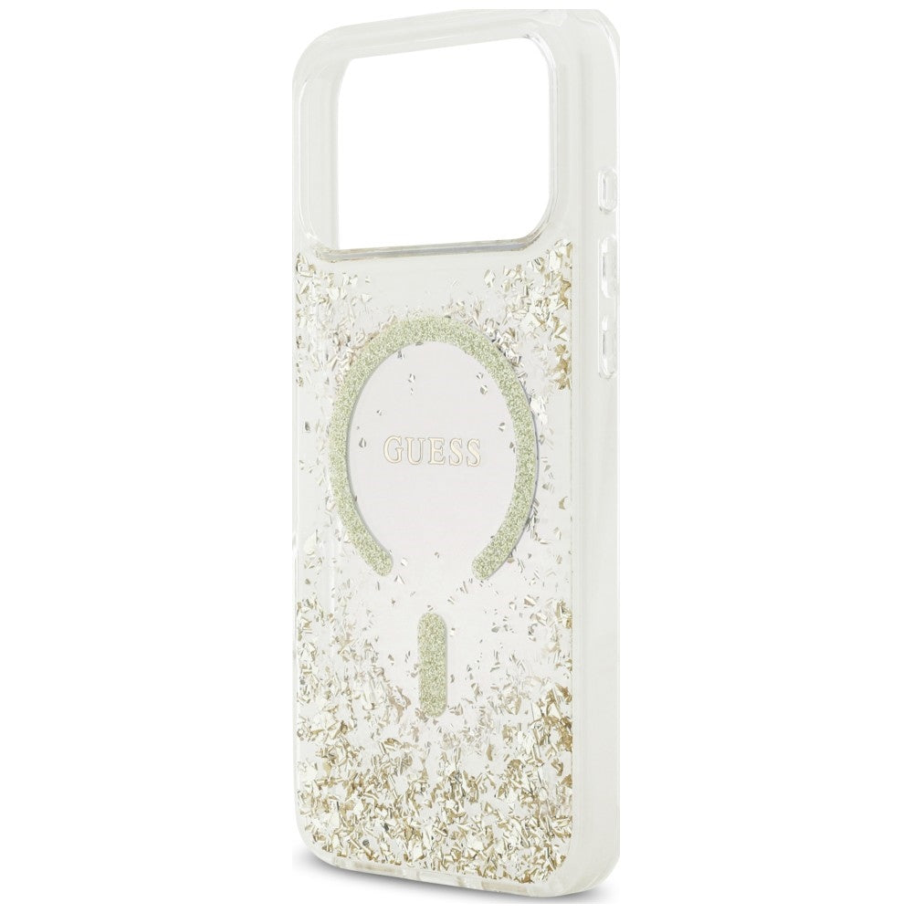 Guess Resin Bottom Glitter MagSafe Case for iPhone 18 Pro Max / 17 Pro Max - Gold_5