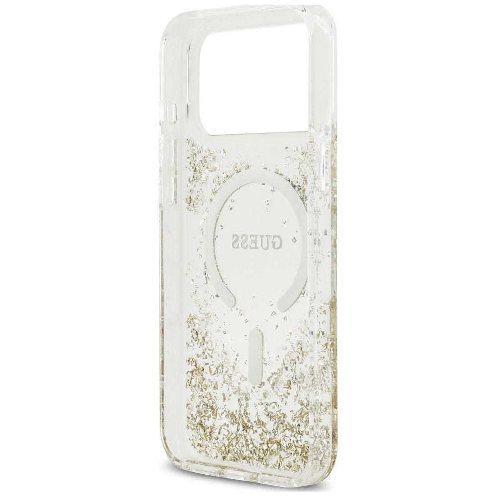 Guess Resin Bottom Glitter MagSafe Case for iPhone 18 Pro Max / 17 Pro Max - Gold_6