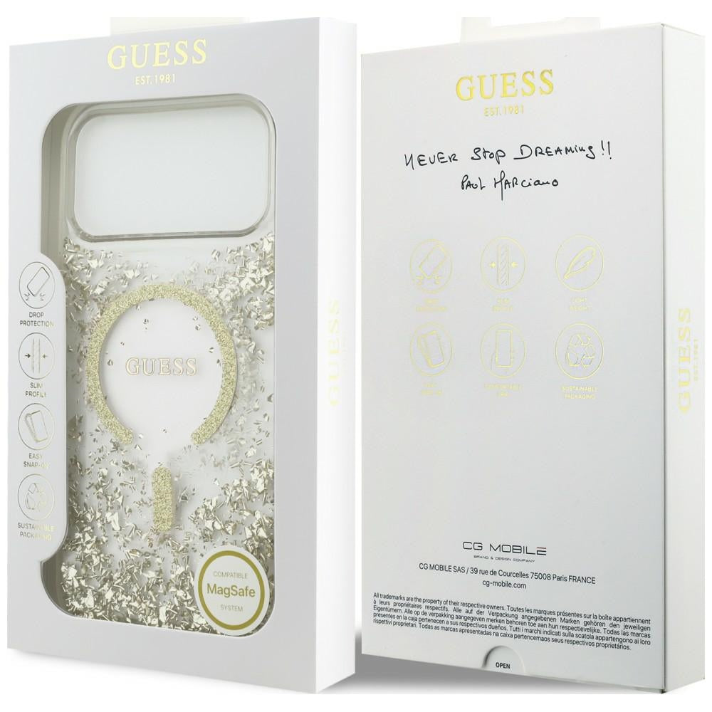 Guess Resin Bottom Glitter MagSafe Case for iPhone 18 Pro Max / 17 Pro Max - Gold_7