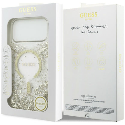 Guess Resin Bottom Glitter MagSafe Case for iPhone 18 Pro Max / 17 Pro Max - Gold_7
