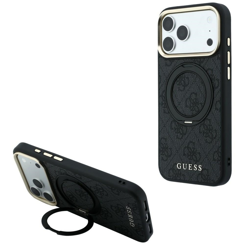 Guess Ring Stand 360 4G Classic Logo MagSafe Case for iPhone 17 Pro / 18 Pro - Black_0