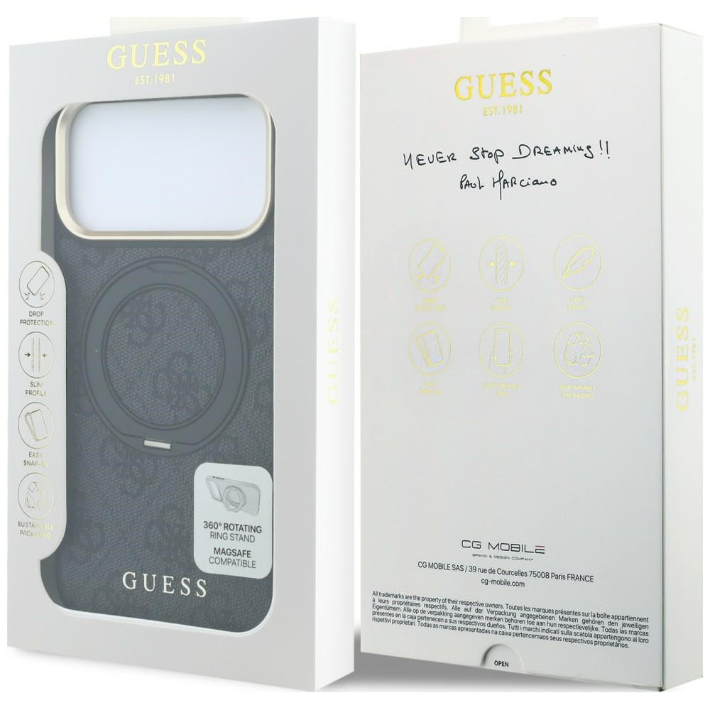 Guess Ring Stand 360 4G Classic Logo MagSafe Case for iPhone 17 Pro Max / 18 Pro Max - Black_7