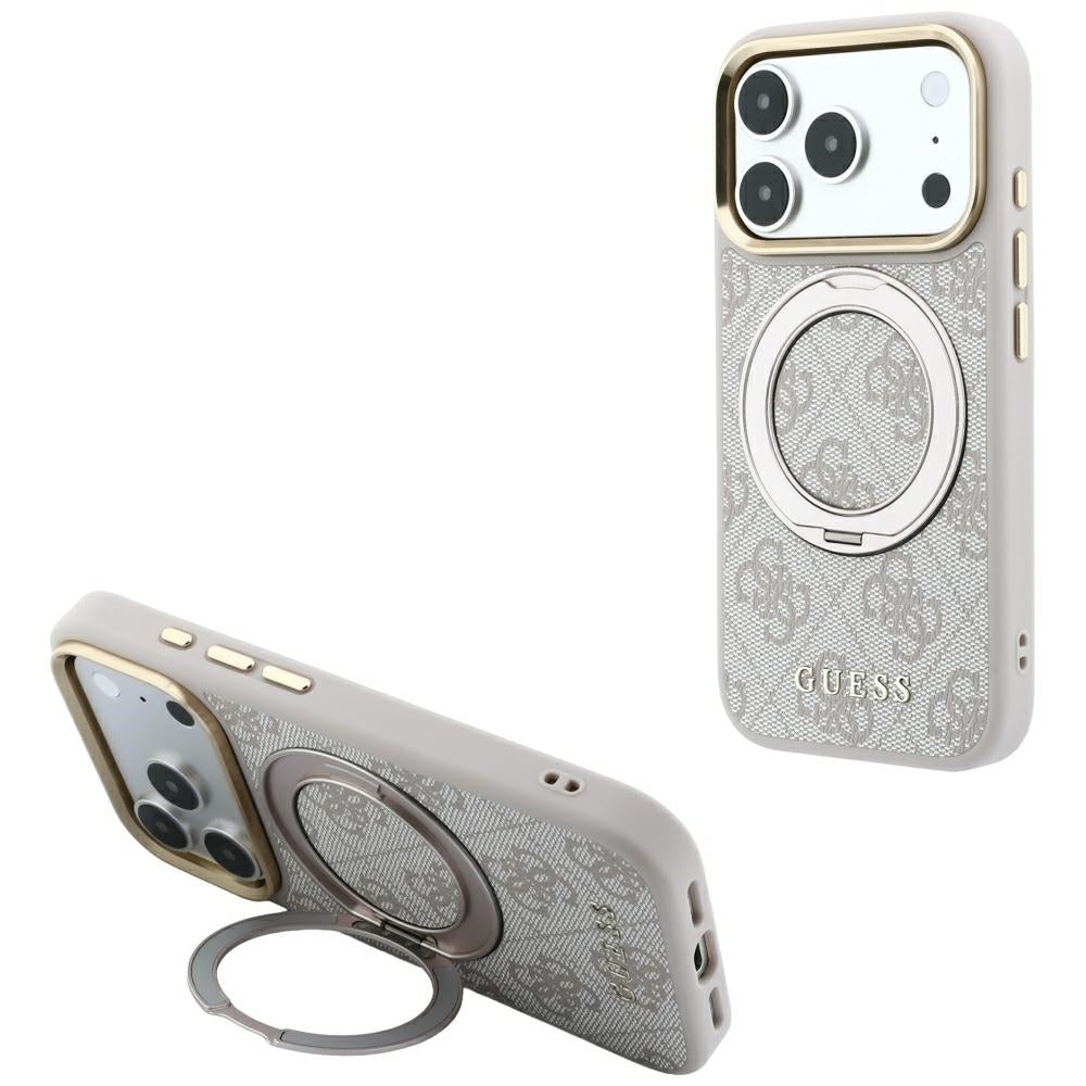 Guess Ring Stand 360 4G Classic Logo MagSafe Case for iPhone 17 Pro Max / 18 Pro Max - Pink_0