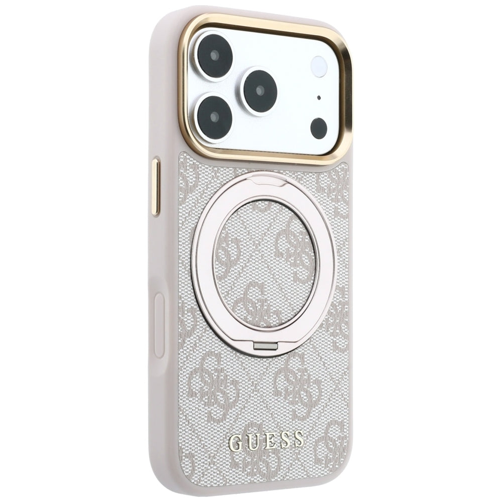 Guess Ring Stand 360 4G Classic Logo MagSafe Case for iPhone 17 Pro Max / 18 Pro Max - Pink_3