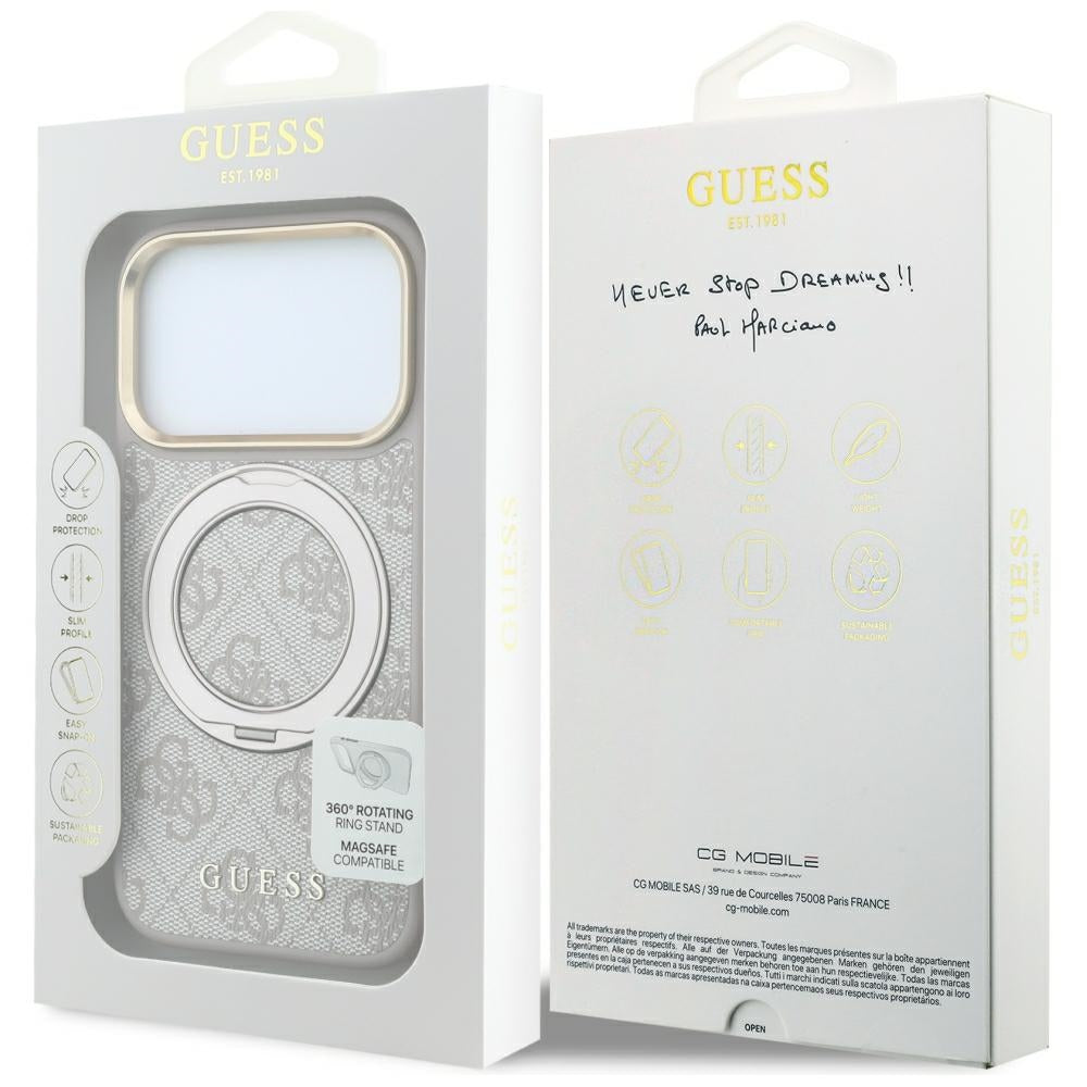 Guess Ring Stand 360 4G Classic Logo MagSafe Case for iPhone 17 Pro Max / 18 Pro Max - Pink_7