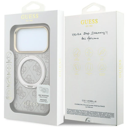 Guess Ring Stand 360 4G Classic Logo MagSafe Case for iPhone 17 Pro Max / 18 Pro Max - Pink_7