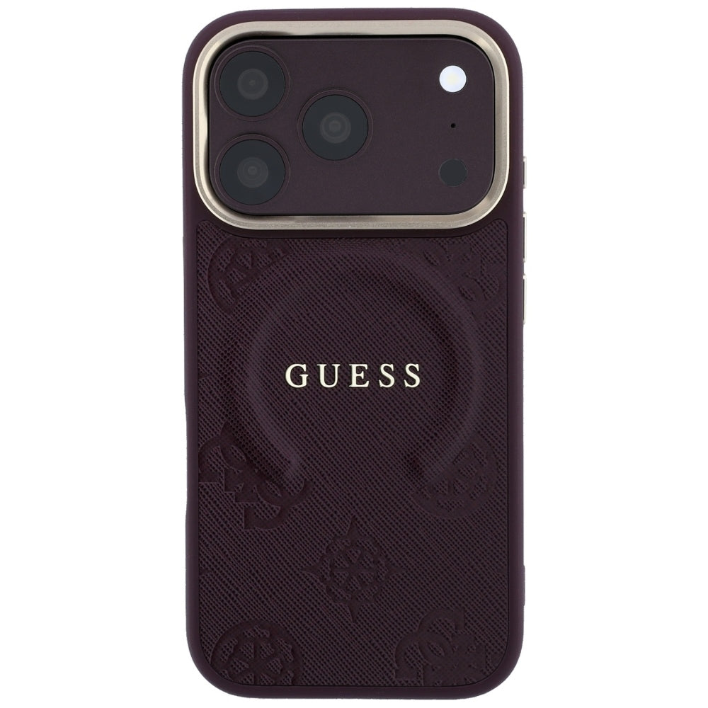 Guess Saffiano Peony &amp; Ring MagSafe case for iPhone 17 Pro / 18 Pro - burgundy_2